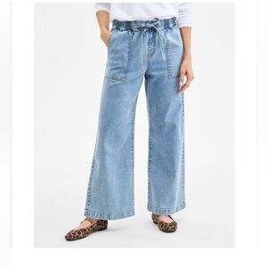🌟HOST PICK🌟 Style & Co. Petite High-Rise Pull-On Wide-Leg Jeans, Light Bell